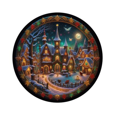 Magical Winter Wonderland Christmas Round Metal Sign