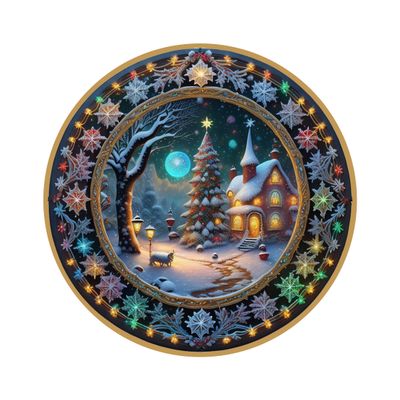 Magical Winter Wonderland Christmas Round Metal Sign