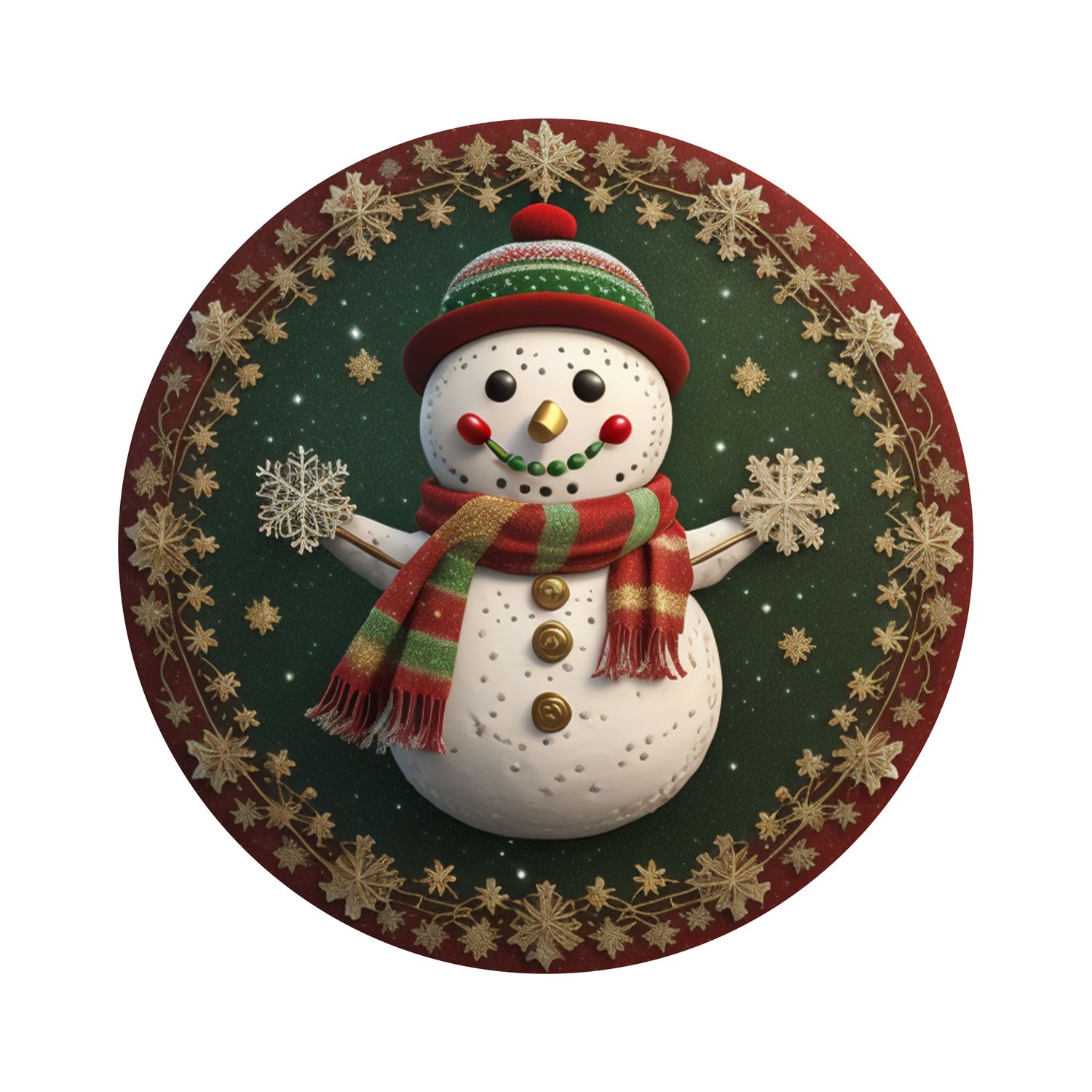 Snowman Christmas Round Metal Sign