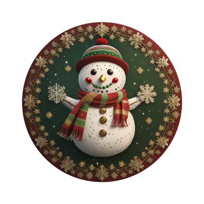 Snowman Christmas Round Metal Sign