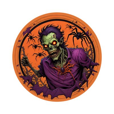 Spooky Zombie Halloween Round Metal Sign