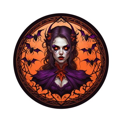 Spooky Vampire Girl Halloween Round Metal Sign