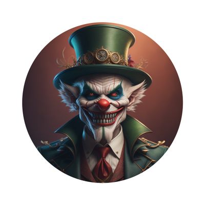 Creepy Scary Clown Halloween Round Metal Sign