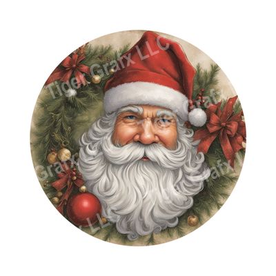 Classic vintage Santa Claus Christmas Round Metal Sign