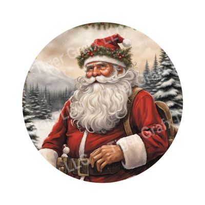 Classic vintage Santa Claus Christmas Round Metal Sign