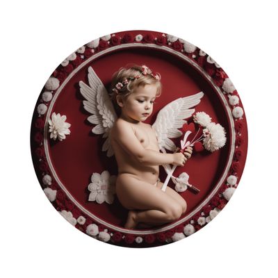 Cute Red Cupid Valentines Day Round Metal Sign