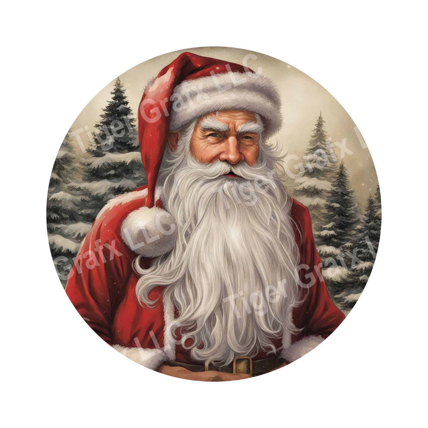 Classic vintage Santa Claus Christmas Round Metal Sign