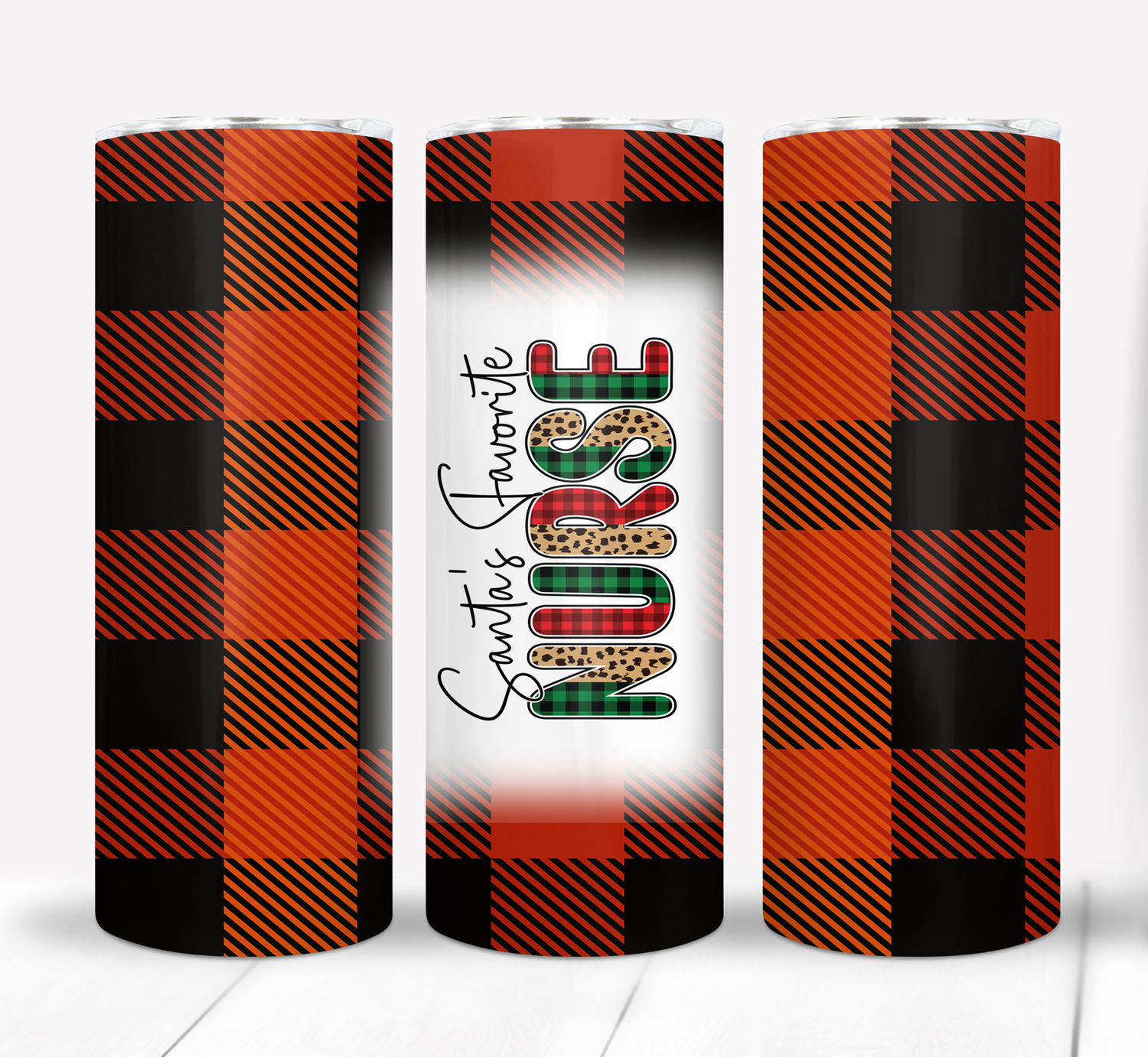 Santa&#39;s Favorite Nurse Christmas 20 ounce Skinny Tumbler