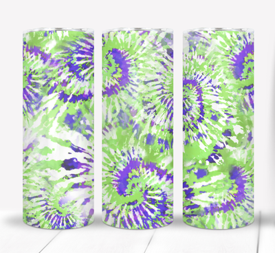 Purple and Green Tie Dye 20 ounce Skinny Tumbler