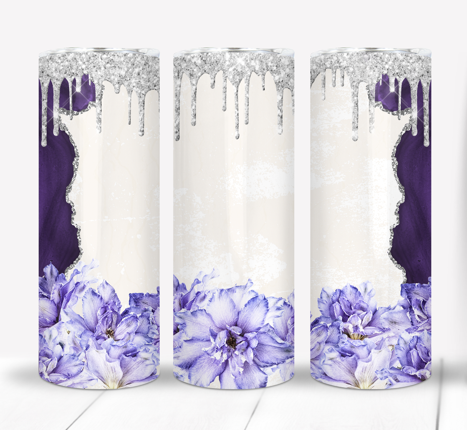 Purple Flowers Floral 20 ounce Skinny Tumbler