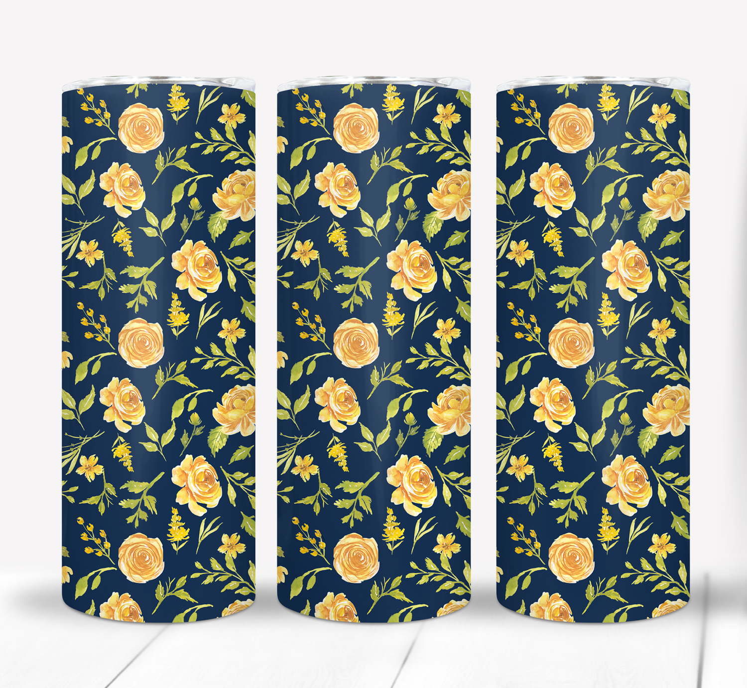 Yellow Flowers Floral 20 ounce Skinny Tumbler