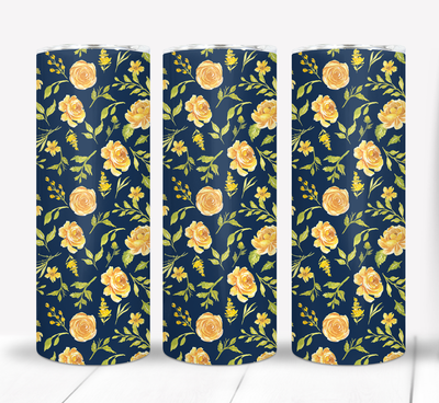 Yellow Flowers Floral 20 ounce Skinny Tumbler