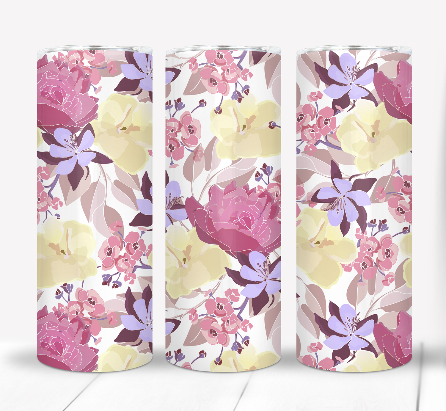 Colorful Flowers Floral 20 ounce Skinny Tumbler