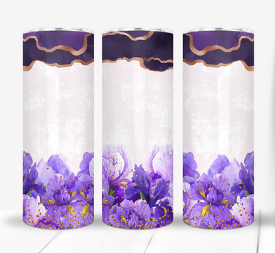 Purple Flowers Floral 20 ounce Skinny Tumbler
