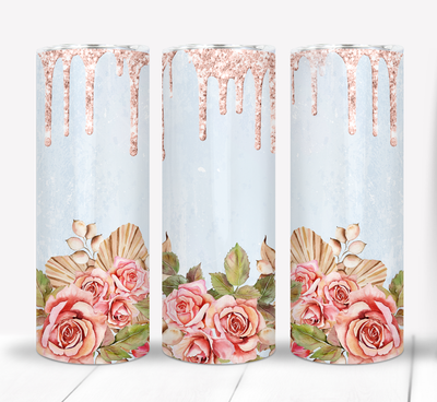 Pink Flowers Floral 20 ounce Skinny Tumbler