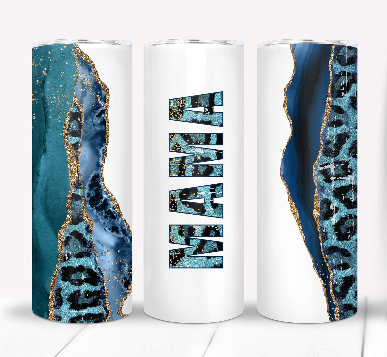 Blue Leopard Print MAMA Mother&#39;s Day Gift 20 ounce Skinny Tumbler