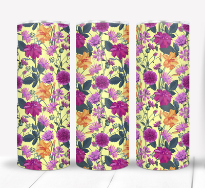 Colorful Flowers Floral 20 ounce Skinny Tumbler