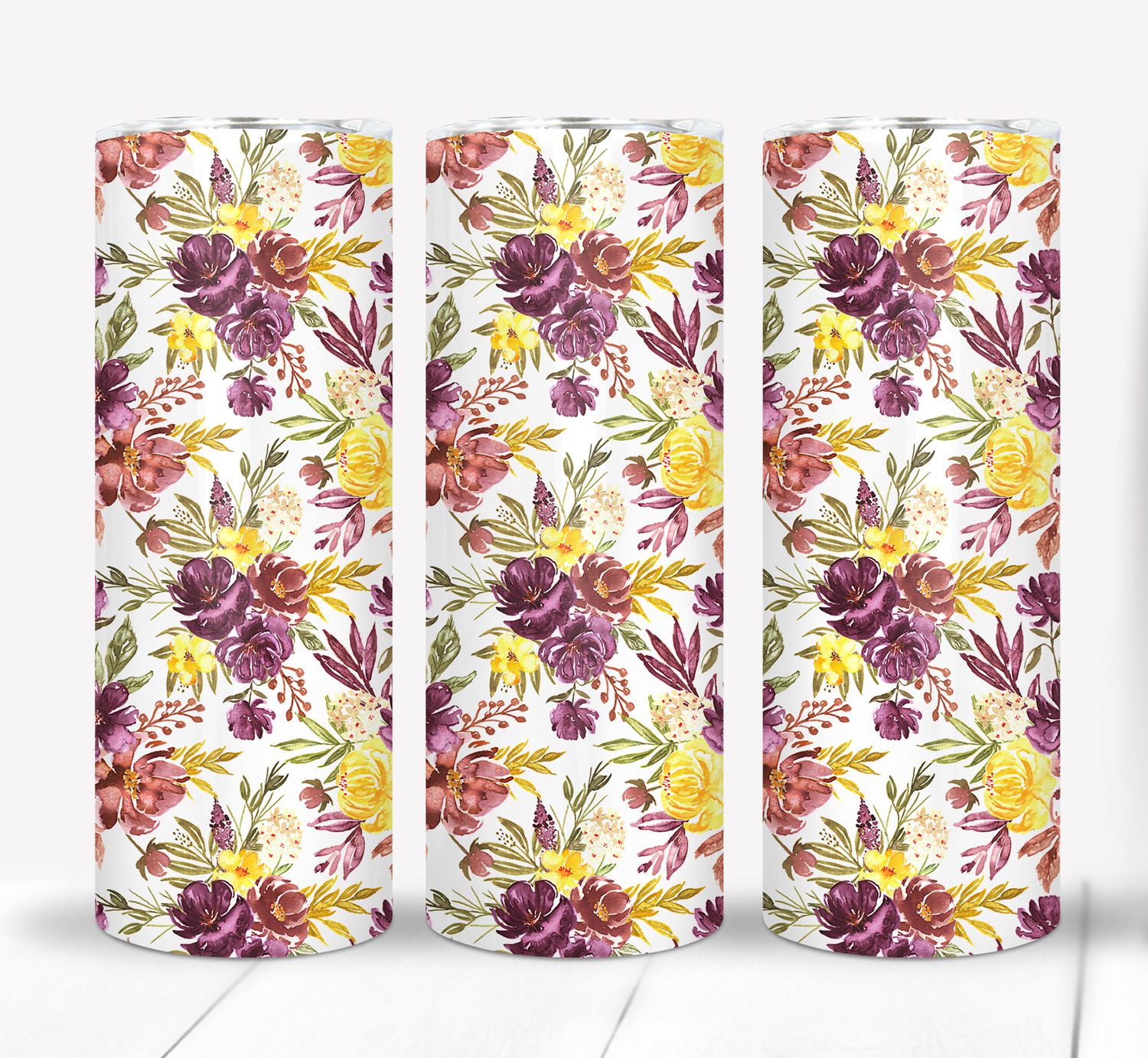 Colorful Flowers Floral 20 ounce Skinny Tumbler