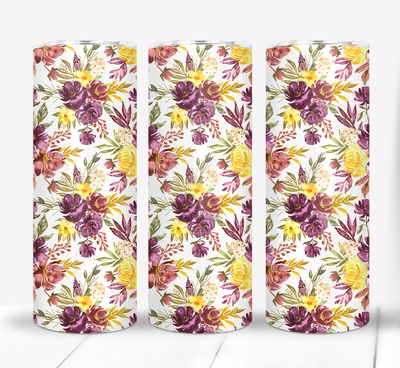 Colorful Flowers Floral 20 ounce Skinny Tumbler