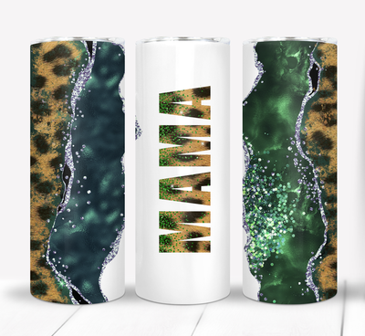 Blue Green Leopard Print MAMA Mother&#39;s Day Gift 20 ounce Skinny Tumbler
