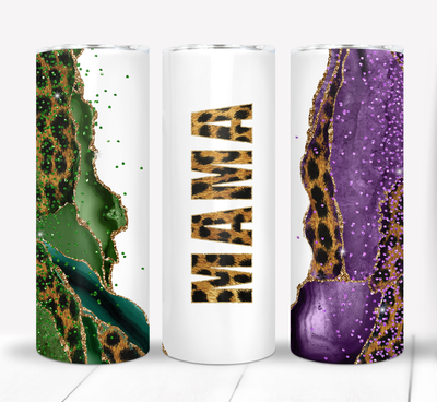 Green and Purple Leopard Print MAMA Mother&#39;s Day Gift 20 ounce Skinny Tumbler