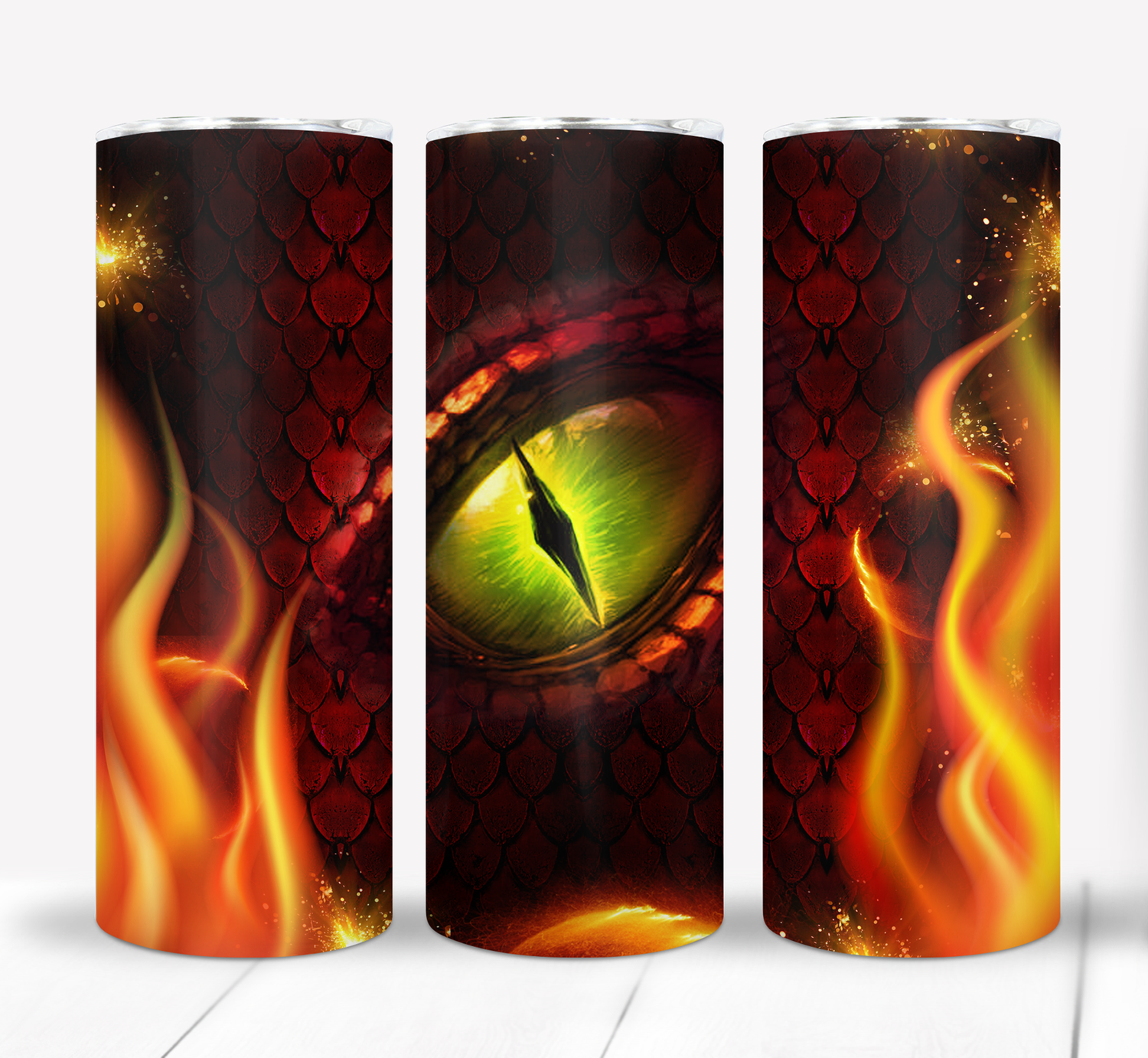 Dragon Eye and Flames 20 ounce Skinny Tumbler