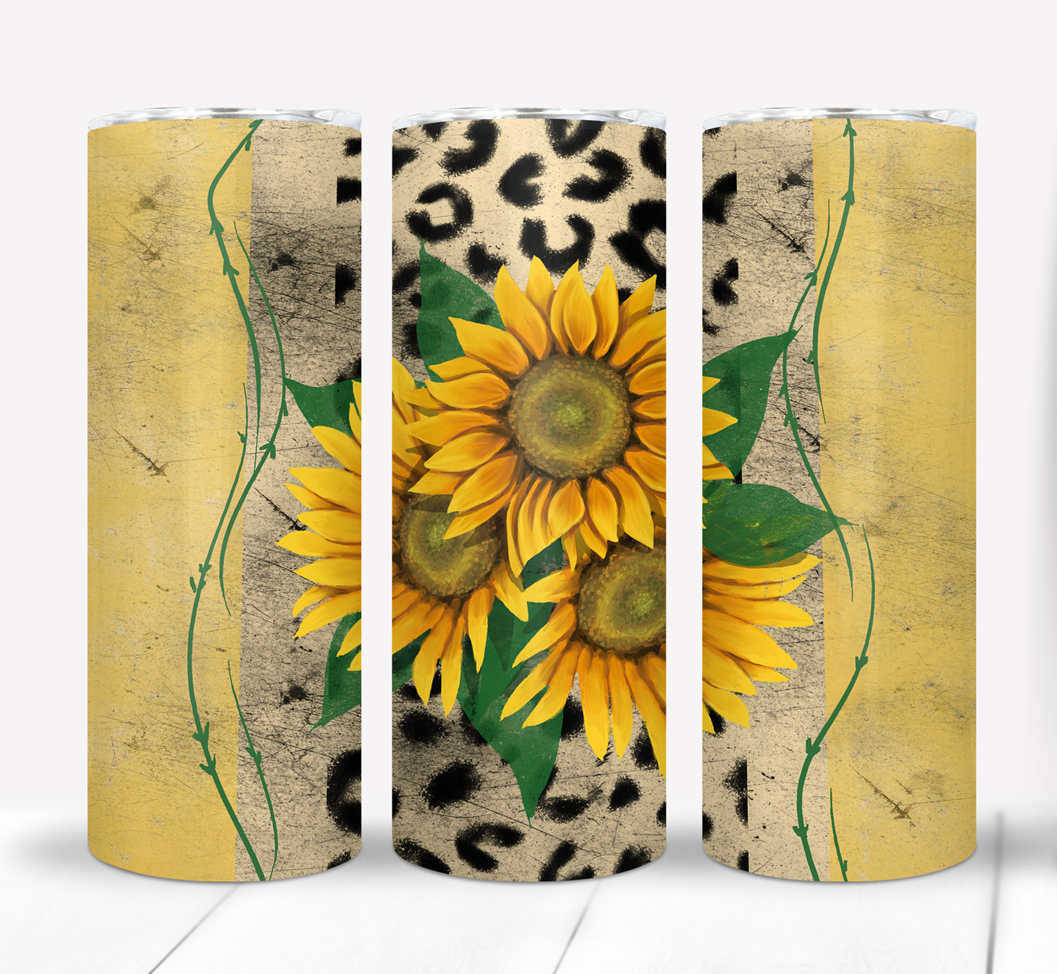 Sunflowers and Leopard Print 20 ounce Skinny Tumbler