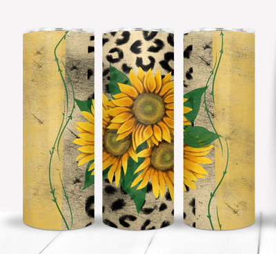 Sunflowers and Leopard Print 20 ounce Skinny Tumbler