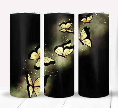 Yellow Butterflies 20 ounce Skinny Tumbler