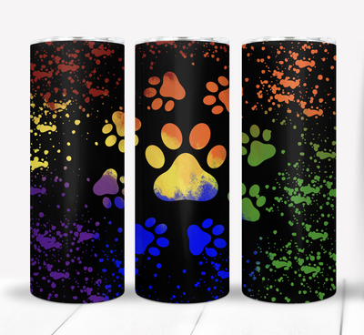 Colorful Paw Prints 20 ounce Skinny Tumbler