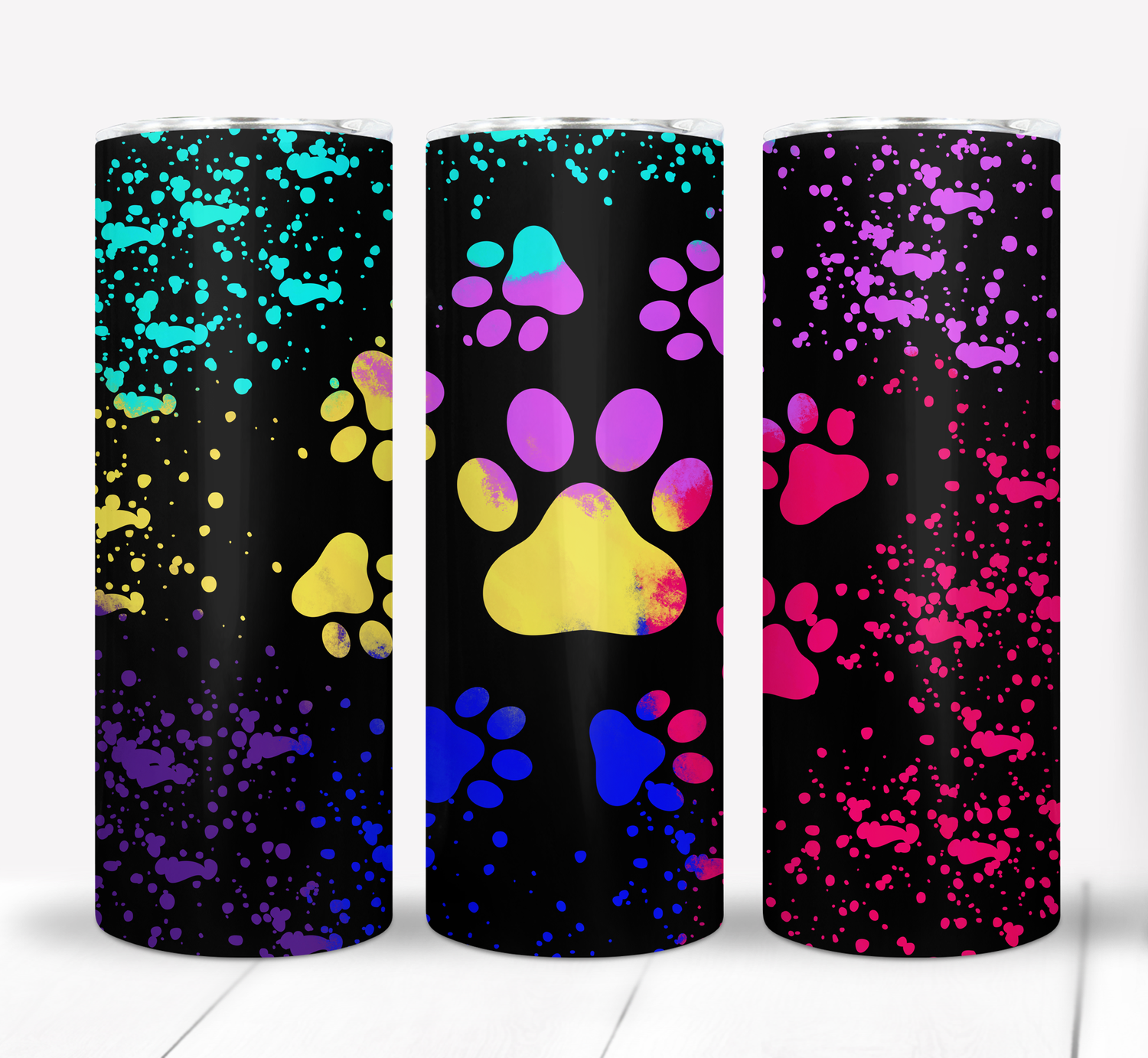 Colorful Paw Prints 20 ounce Skinny Tumbler