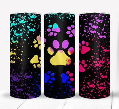 Colorful Paw Prints 20 ounce Skinny Tumbler