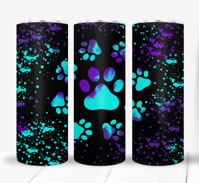 Blue and Purple Paw Prints 20 ounce Skinny Tumbler