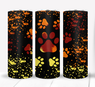 Red Orange Yellow Paw Prints 20 ounce Skinny Tumbler
