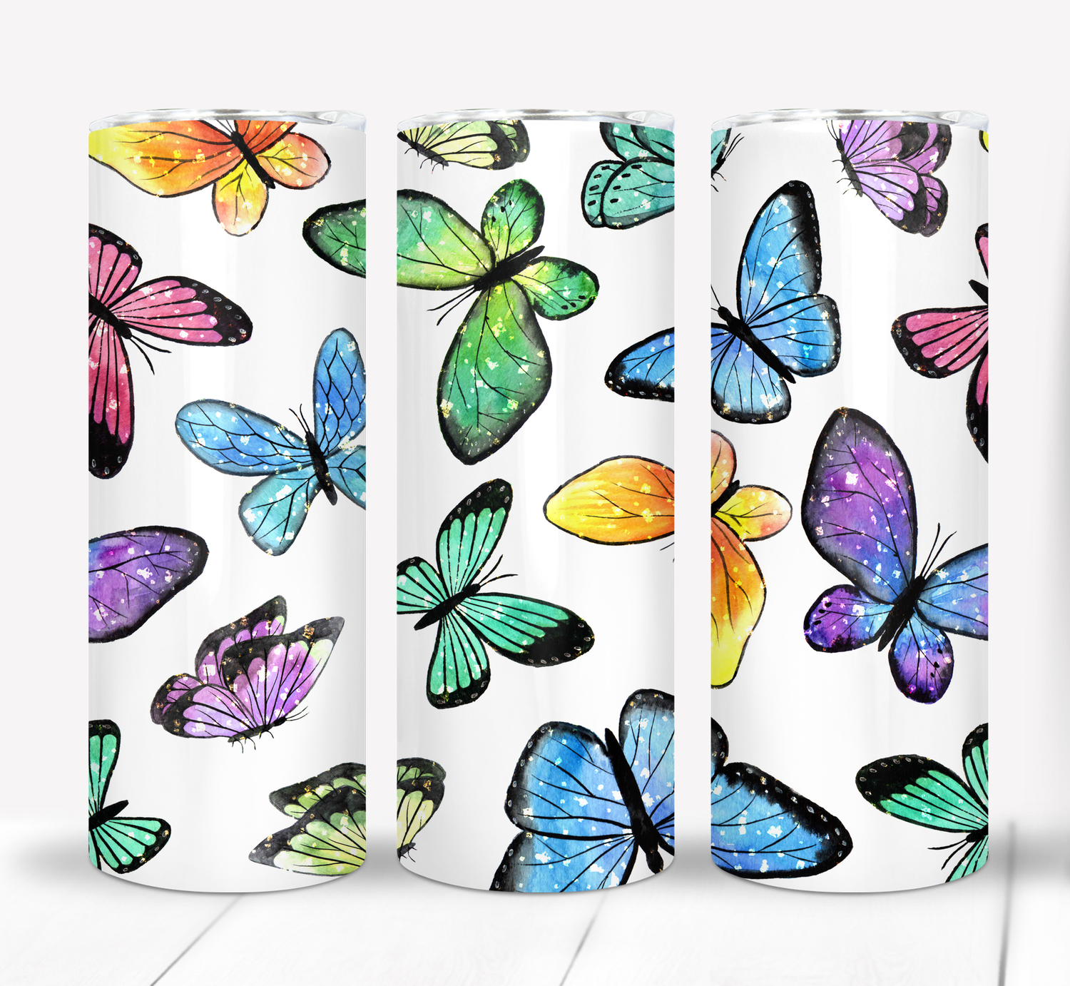 Colorful Butterflies 20 ounce Skinny Tumbler