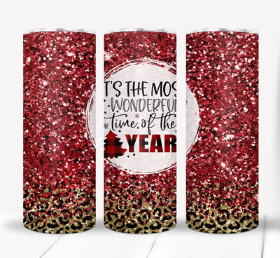 Most Wonderful Time of Year Christmas 20 ounce Skinny Tumbler