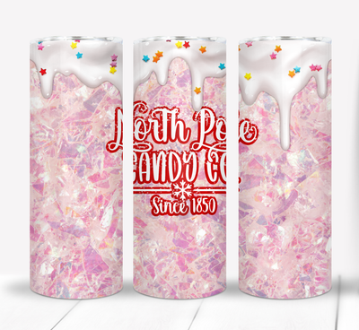 North Pole Candy Pink Christmas 20 ounce Skinny Tumbler