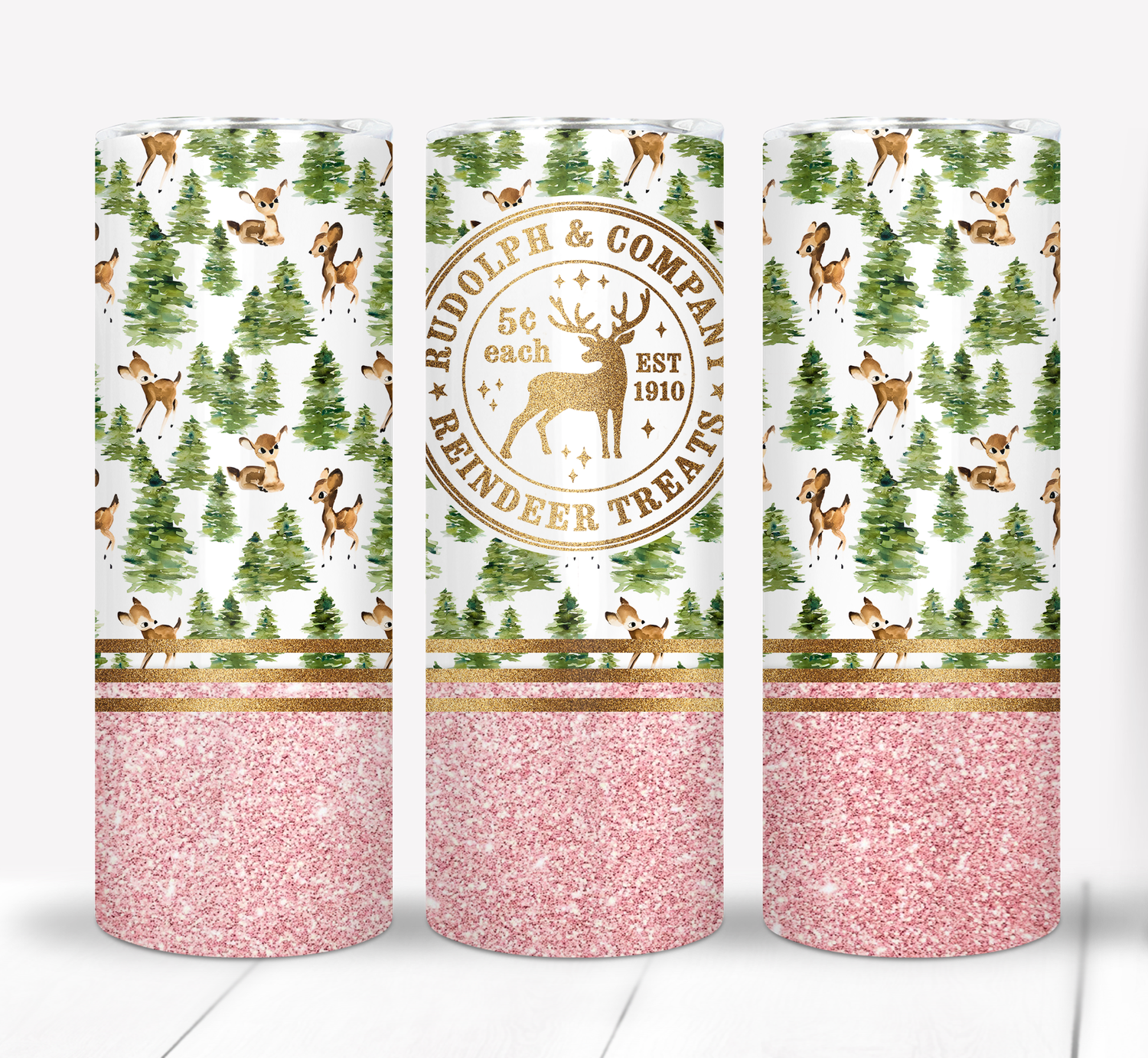 Rudolph Reindeer Treats Christmas 20 ounce Skinny Tumbler