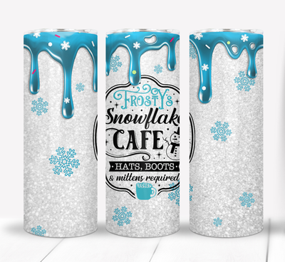 Frosty&#39;s Snowflake Cafe Christmas 20 ounce Skinny Tumbler