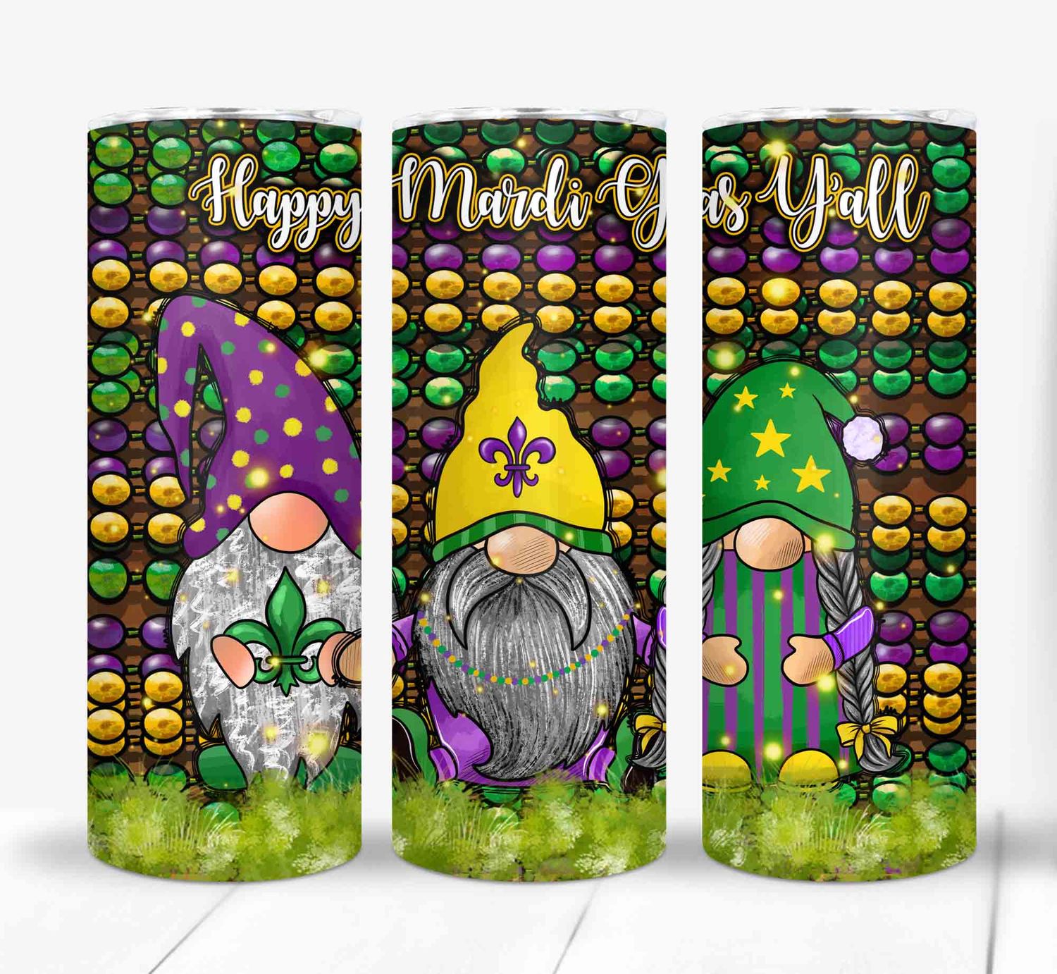 Mardi Gras Gnome 20 ounce Skinny Tumbler