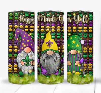 Mardi Gras Gnome 20 ounce Skinny Tumbler