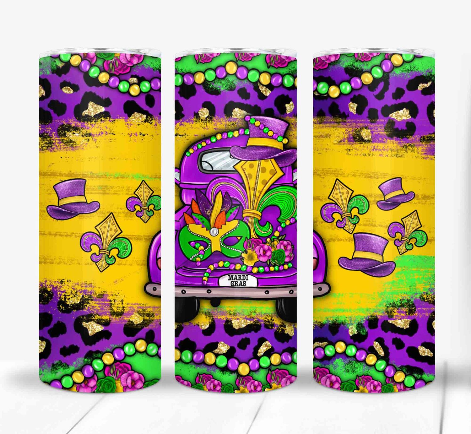 Mardi Gras Fleur De Lis 20 ounce Skinny Tumbler
