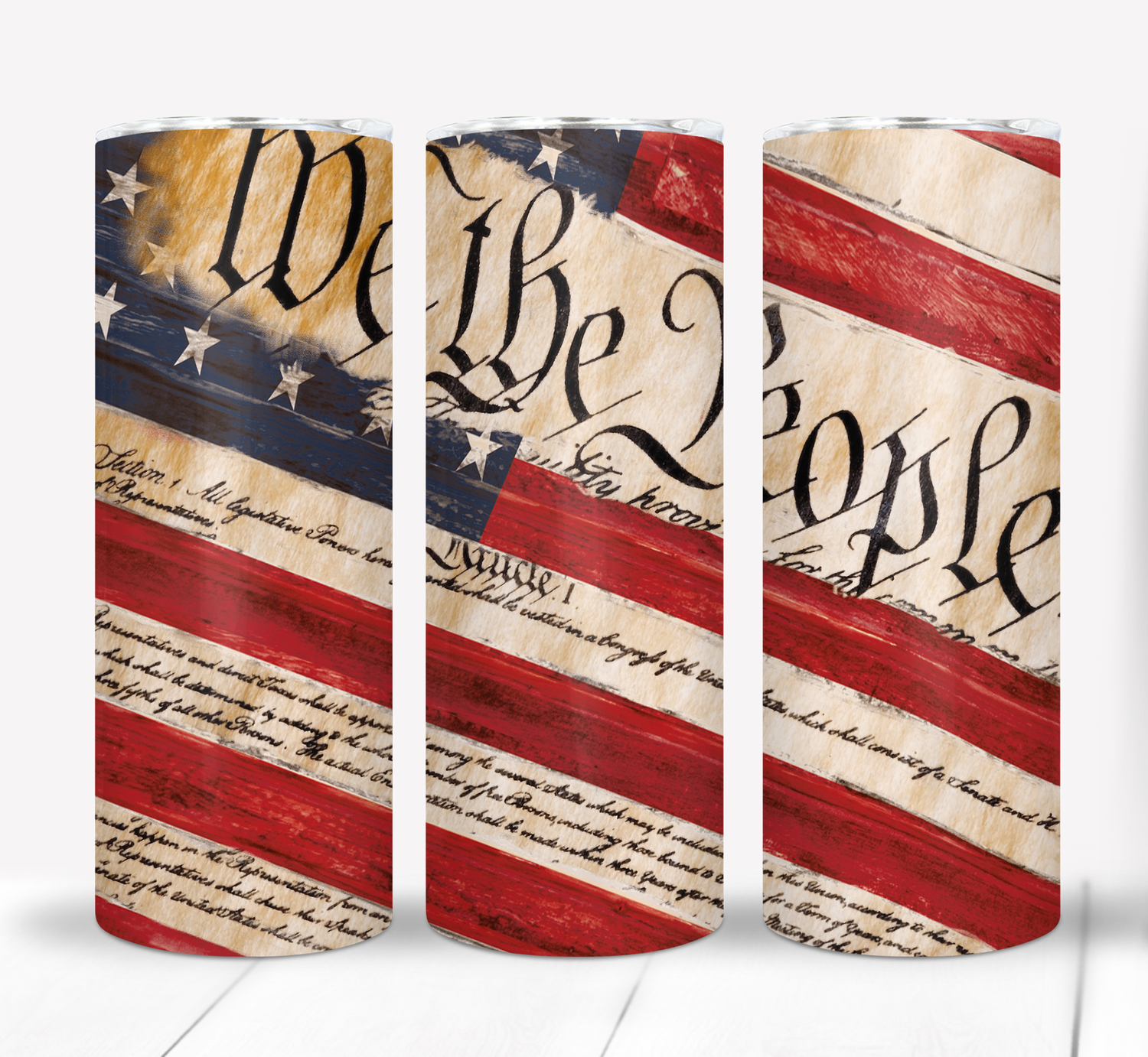 We The People Patriotic American Flag 20 ounce Skinny Tumbler