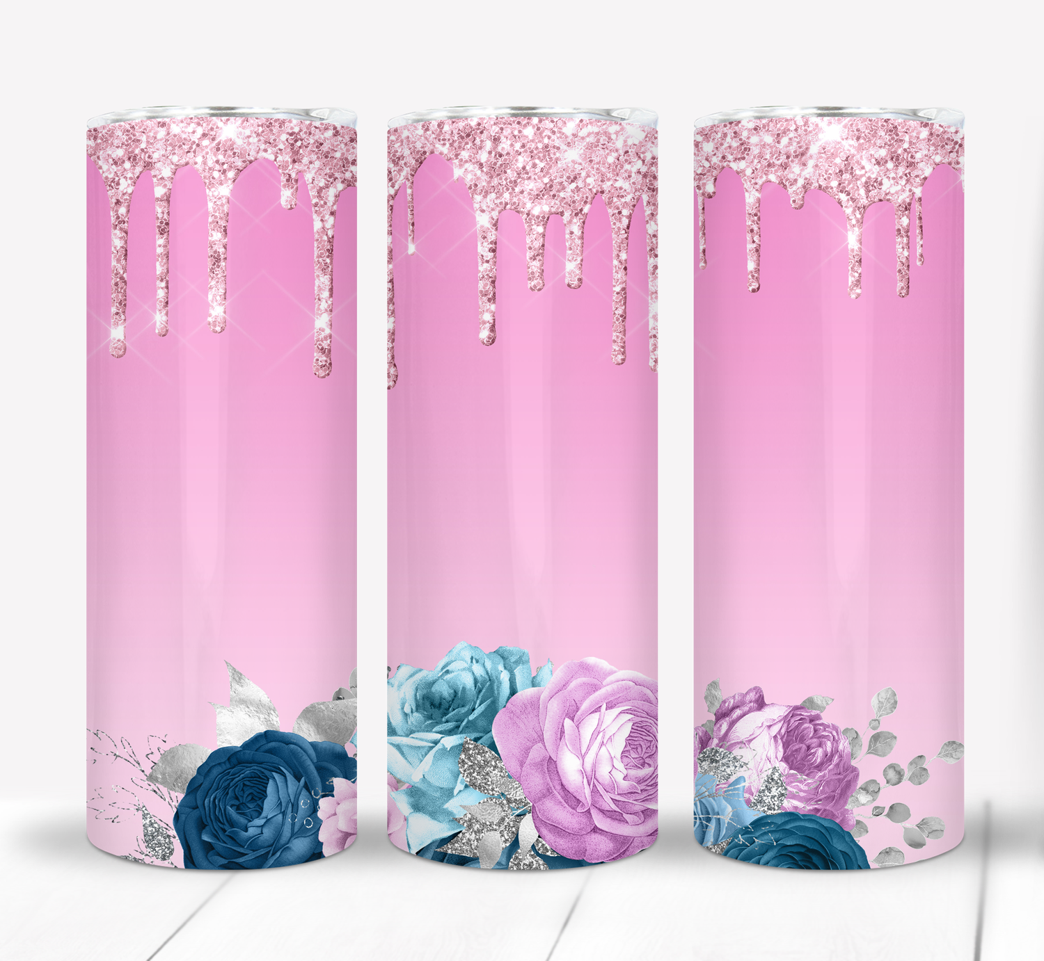 Pink with Roses 20 ounce Skinny Tumbler