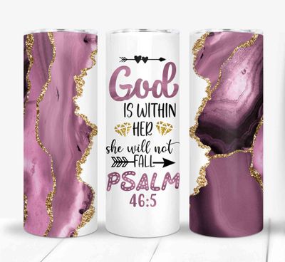 God is Within Her Religious Girl Empowerment 20 ounce Skinny Tumbler