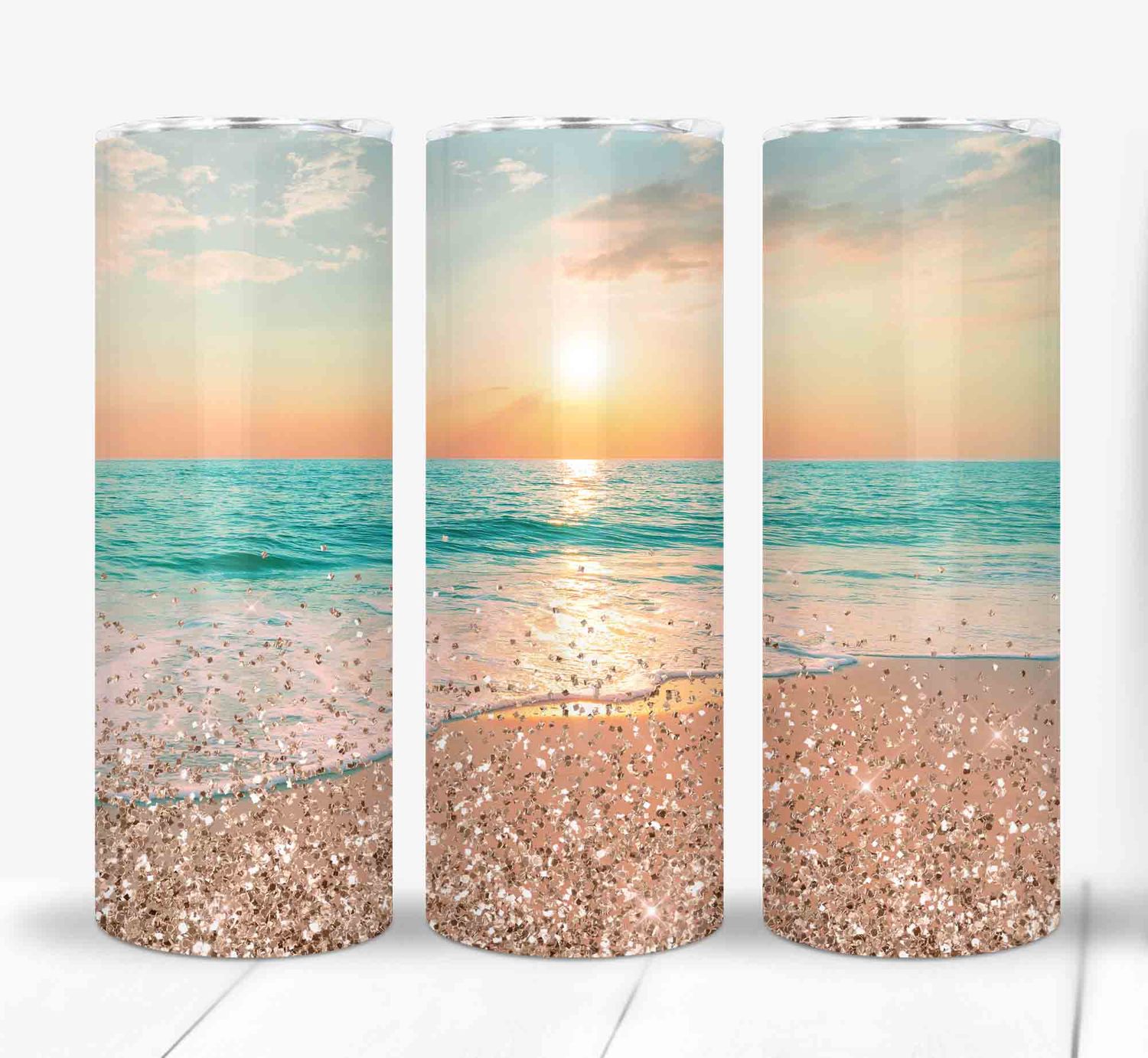 Beautiful Beach Sunrise Sunset 20 ounce Skinny Tumbler