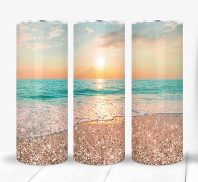 Beautiful Beach Sunrise Sunset 20 ounce Skinny Tumbler