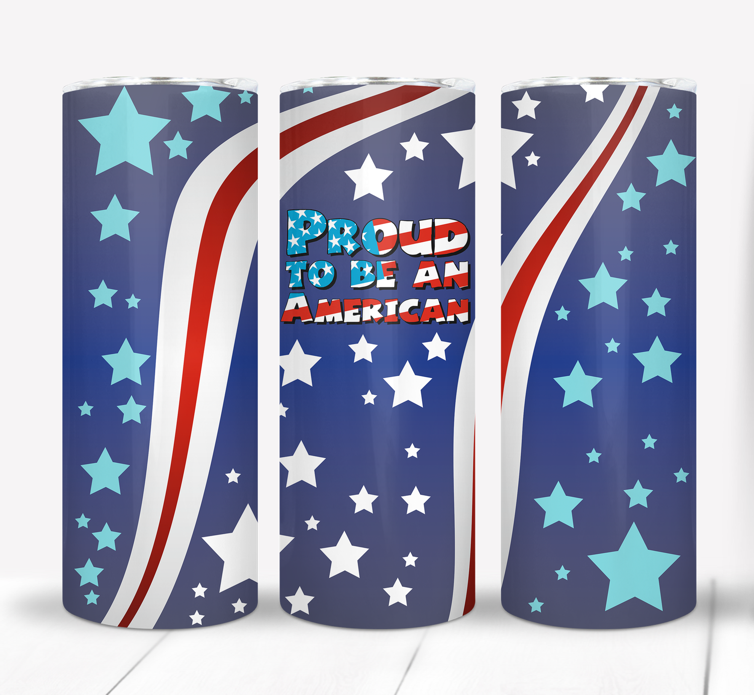 Proud American 4th of July Independence Day Patriotic 20 ounce Skinny Tumbler