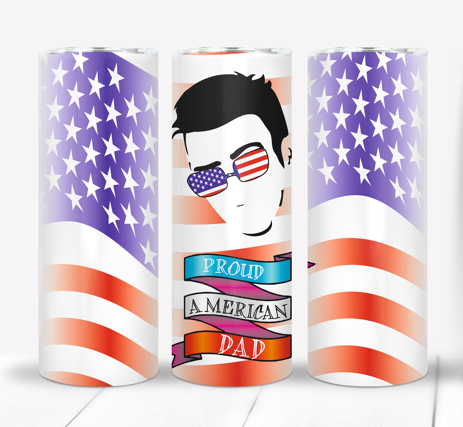 American Dad 4th of July Independence Day Patriotic 20 ounce Skinny Tumbler