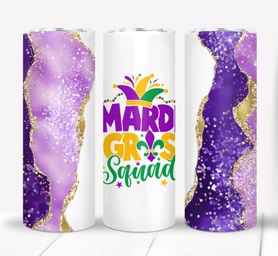 Mardi Gras Squad 20 ounce Skinny Tumbler